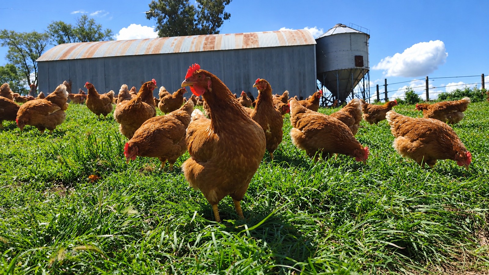 Gallinas en pastoreo libre